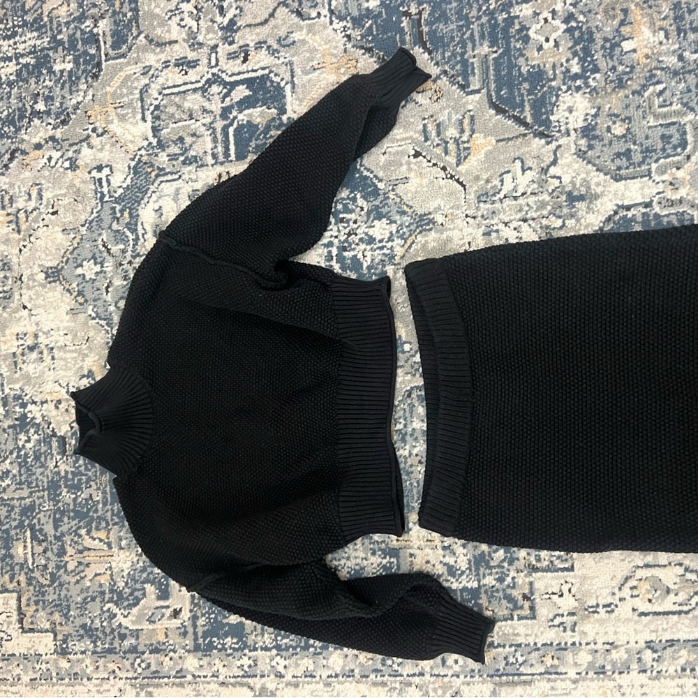 Free People Black Knit Sweater and Skirt Set